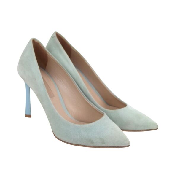 HUGO BOSS LIGHT BLUE REAL LEATHER SUEDE HIGH HEEL POINTED CLASSIC PUMP SHOES 36 - Picture 5 of 10